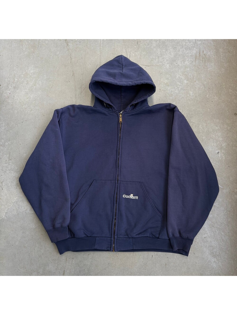 Vintage 90s Carhartt Thermal Lined Full Zip Hoodie Extra Extra Large Navy